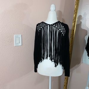 Black Fringe Cardigan